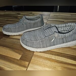 Hey Dude Kids Light Gray Knit Slip-On Sneakers